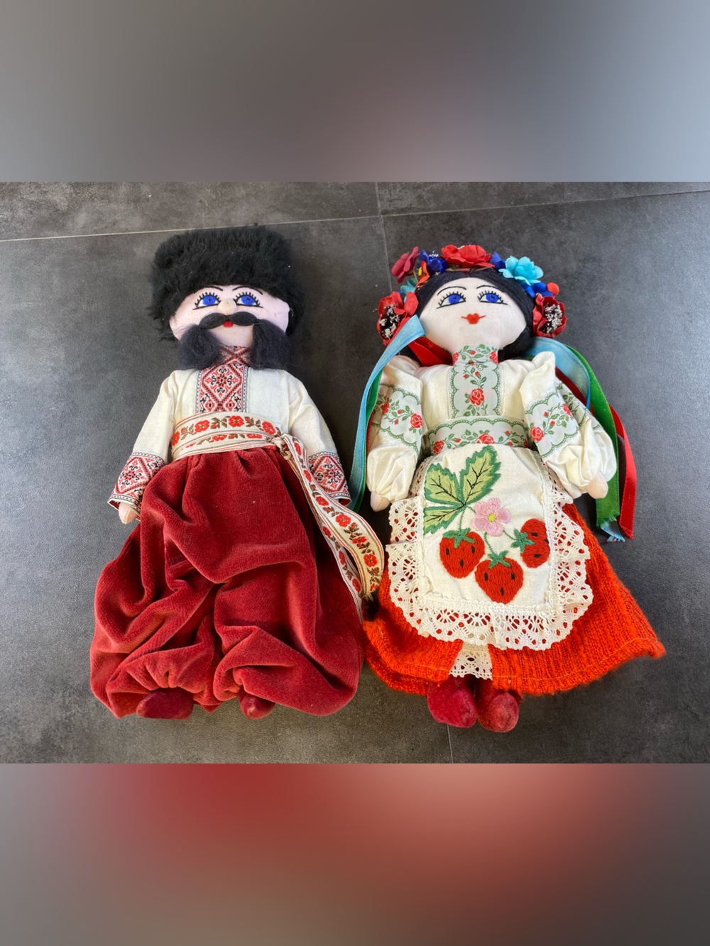 VTG set of 2 Handmade Traditional Eastern European Folk dolls